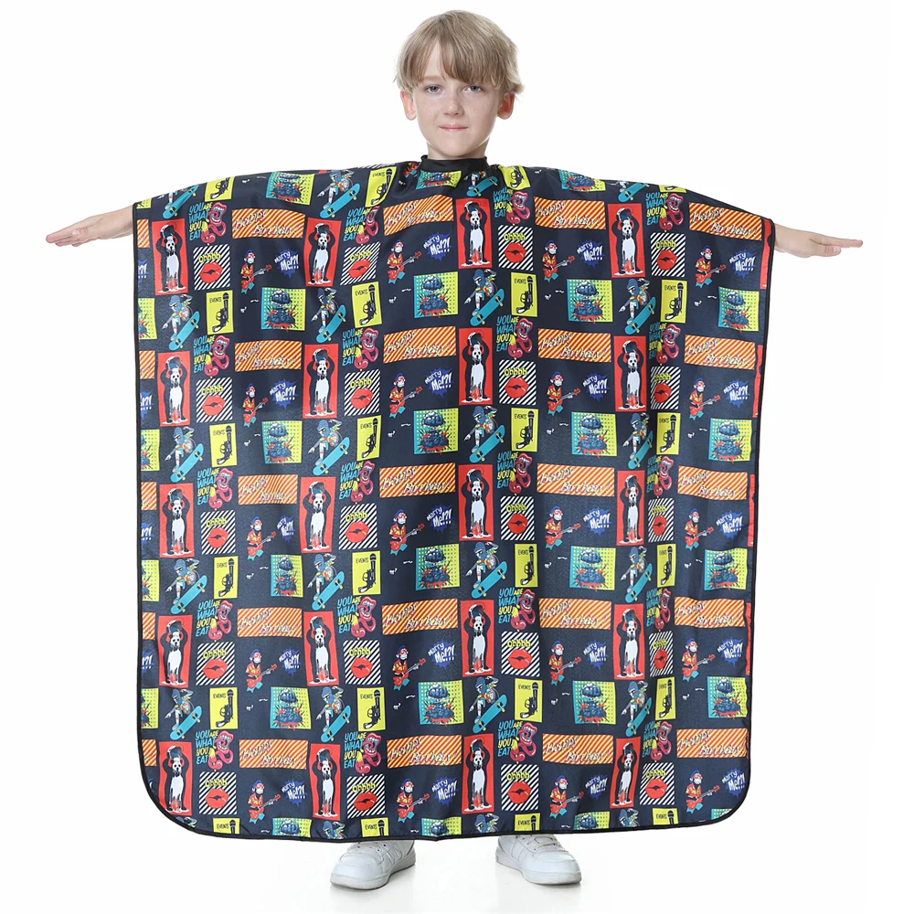

Salon Kids Hair Cutting Cape Gown Hairdresser Hairdressing Waterproof Button Apron Barber Shop Children Girl Boy Hair Cut Cloak