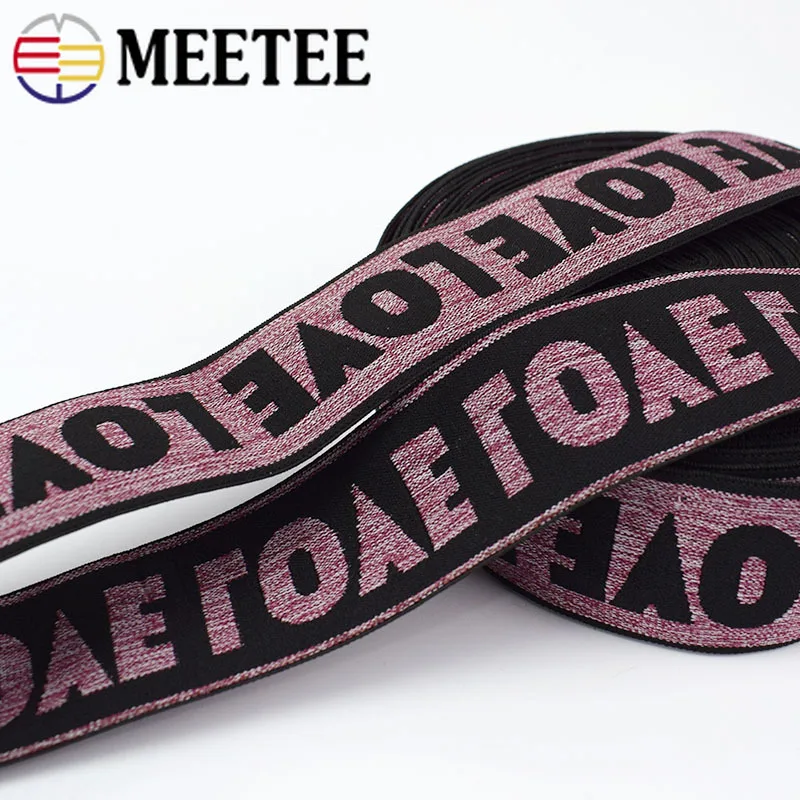 Meetee, 9 ярдов, 40 мм, жаккардовые резинки, принт, любовь, Резиновая лента, одежда, куртка, штаны, пояс, швейные изделия, принадлежности AP615