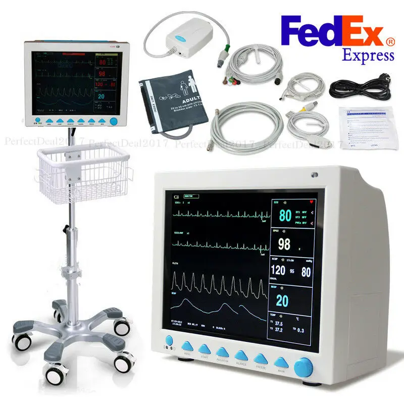 

Vital Signs Monitor 7 Parameters Patient Monitor CO2 Capnography+Bracket/Stand heart monitor