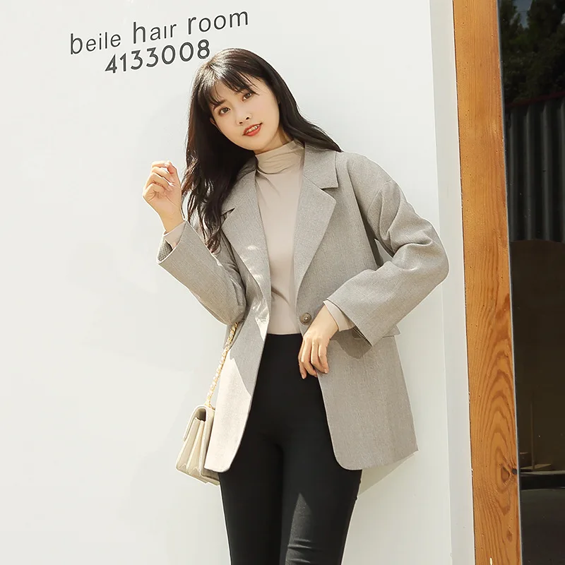 

Korean-style Online Celebrity New Style Loose-Fit Small Suit Coat Women's British-Style 2019 Spring And Autumn Medium-length Cas
