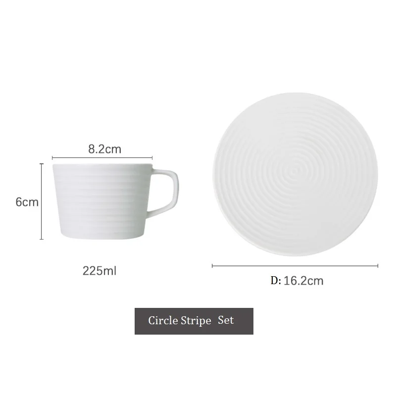 Nordic Retro Europe Style Procelain Coffee Set Tea Set Cup and Saucer Set 200ml Japanese Style Unique Design - Цвет: circle stripe