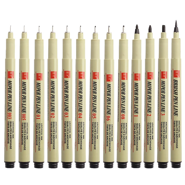 Haile 1/2/3 Stück Pigma Micron Stift 003 005 01 02 03 04 05 08 1.0 2 3 Pinsel Art Sketch Marker Pen für Manga Soft Fineliner Zeichnung – Detail 1