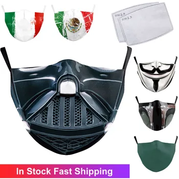 

Fashion Cosplay Print Face Mask Adult Washable Masks Fabric Reusable PM2.5 Filters Women Men Dust Proof Mouth Cover