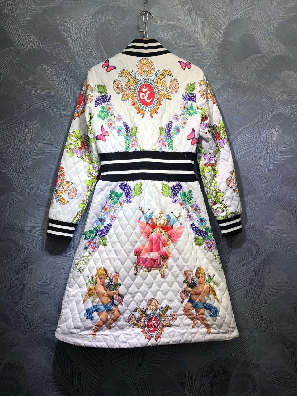 Women high quality floral print Padded coat Autumn winter fashion women's overcoat B268