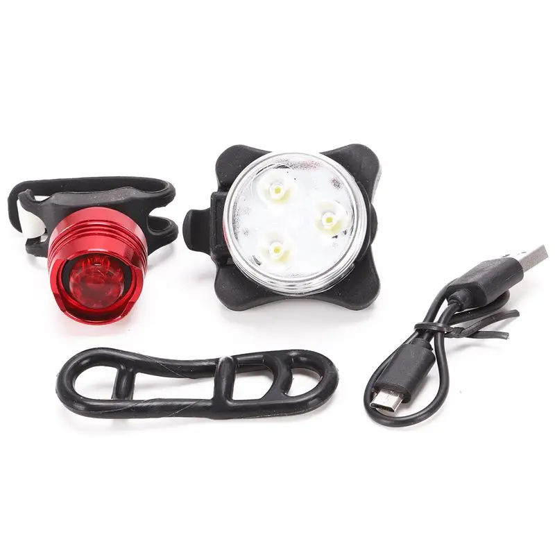 Rechargeable USB Bike Light LED Bicycle Lamp Set Front Light Tail Light
