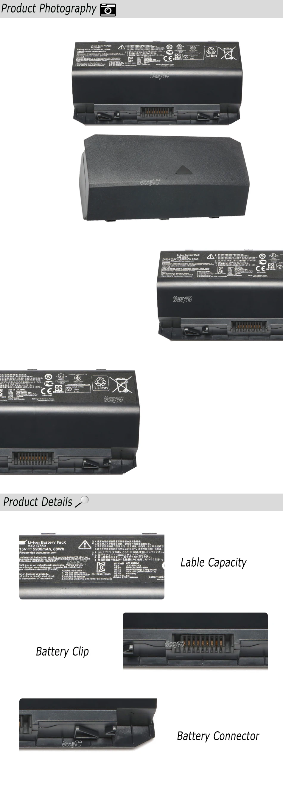 GONYTC A42-G750 аккумулятор для ноутбука ASUS ROG G750 серии G750J G750JH G750JM G750JS G750JW G750JX G750JZ CFX70
