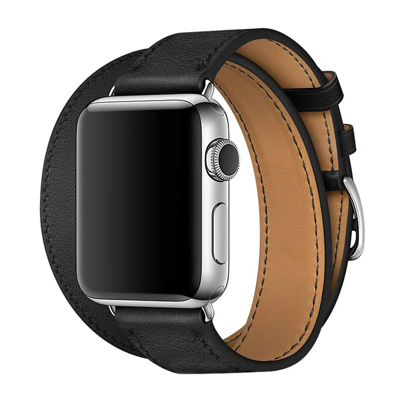 Кожаный браслет с двумя кольцами для Apple Watch 1 2 3 42 мм 38 двухцветный ремешок iwatch series