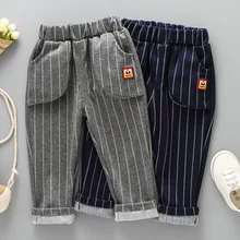 BOY'S Spring And Autumn Pants New Style Children Casual Vertical Stripes Little Monster Trousers Small CHILDREN'S Elasticit