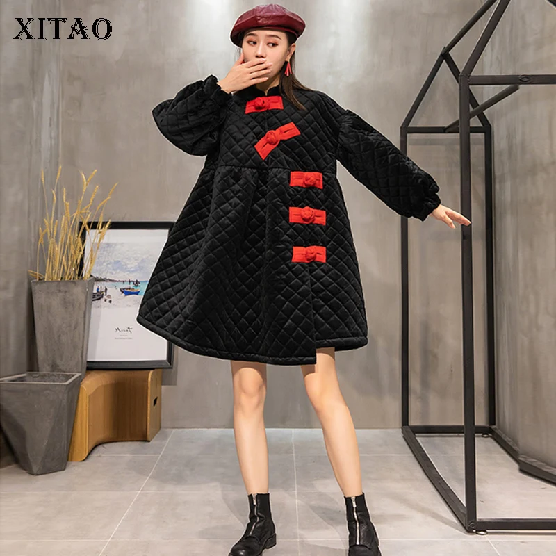 XITAO повседневные женские парки с пряжкой и Аргайлом зима 2019 корейский новый стиль
