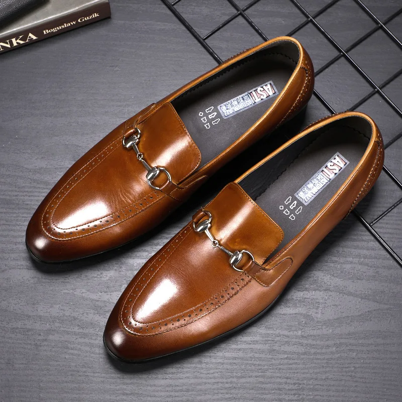 

2019 Spring New Style Bullock MEN'S Casual Leather Shoes Men's Genuine Leather Pointed-Toe MEN'S SHOES England Formal Wear Busin