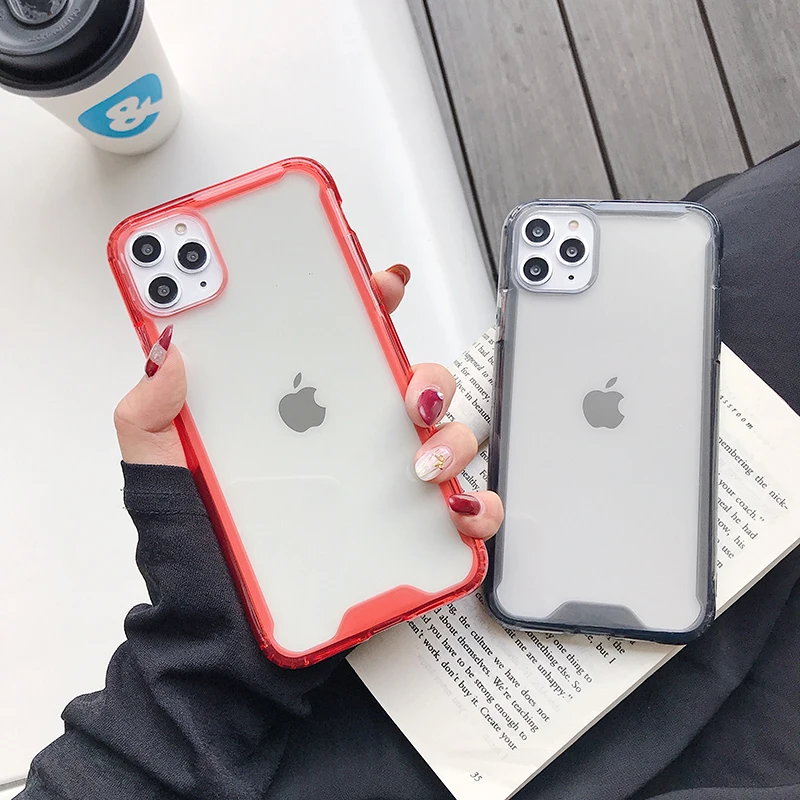 Hot Hybrid Shockproof Cover Case For Apple iPhone 11 Pro Max  11 Pro  11 Transparent TPU + PC Hard Acrylic Silicone shell Case (2)