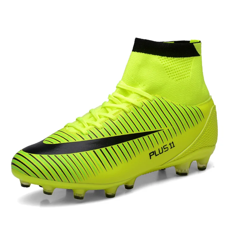 Футбольная обувь с шипами; Мужская Летняя обувь для футбола; дышащие кроссовки для мальчиков; спортивные ботинки с высоким берцем; легкие футбольные кроссовки - Цвет: Цвет: желтый