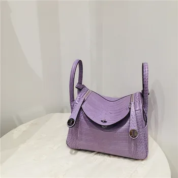 

2020 new leather women's bagi crocodile top layer cowhide bag single shoulder crossbar handbag leisure fashion trend