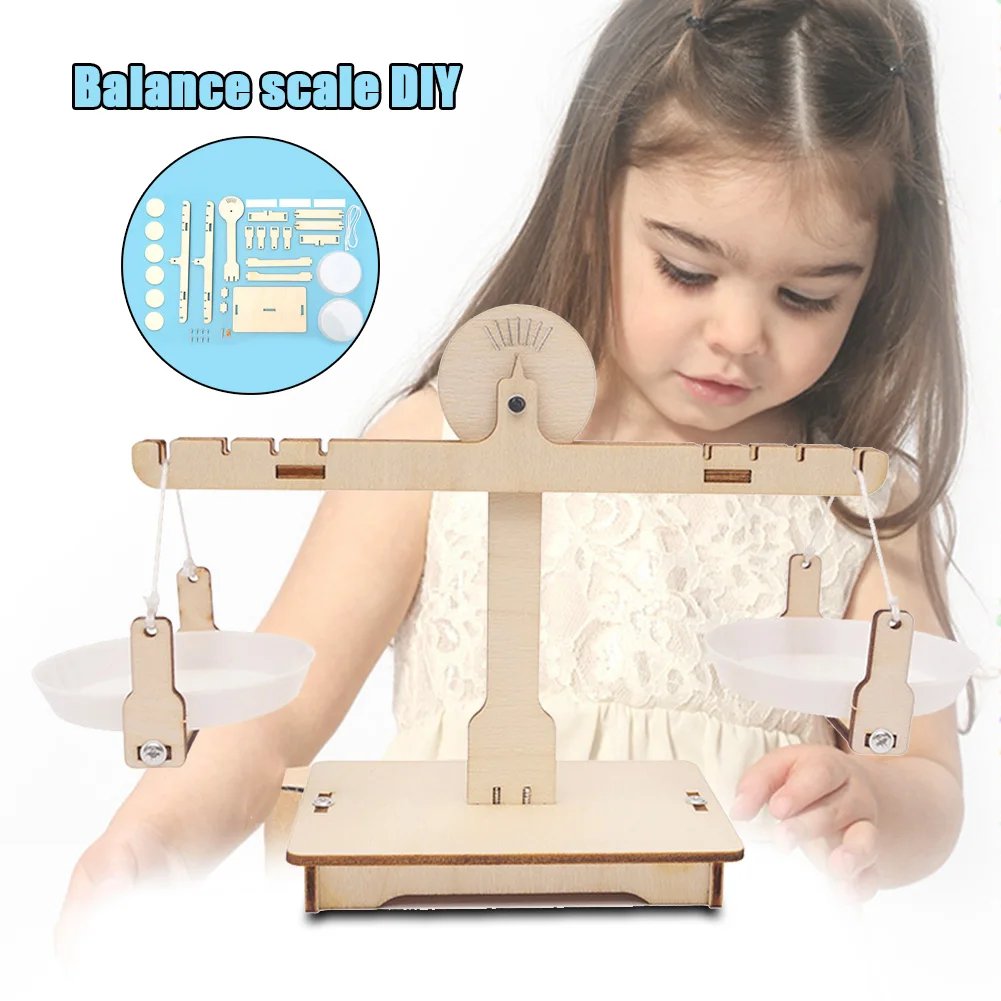 

DIY Balance Scale Assembly Toy Scientific Experiment Wooden Model Kit Children Educational Toy AN88