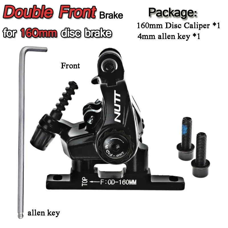 Dual 160mm Front NUTT BMX дисковый тормозной суппорт для шоссейного велосипеда 140, 160 мм, двойное механическое действие, с плоским креплением, 6 роторов, велосипедный передний и задний - Цвет: Dual 160mm Front