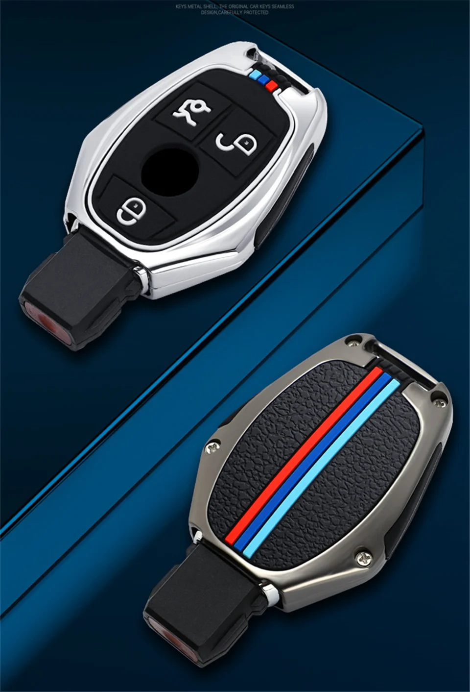 Portachiavi per auto in lega di zinco portachiavi per Mercedes Benz Cls Cla Gl R Slk Amg A B C S Shell portachiavi accessori protettivi - H4b4bef9dee6e42138ed3b98b6e6bb652W