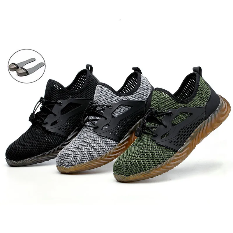 

Men's Outdoor Breathable Mesh Steel Toe Anti Smashing Safety Shoes Men's Light Puncture-Proof Comfortable Work Shoes Boots