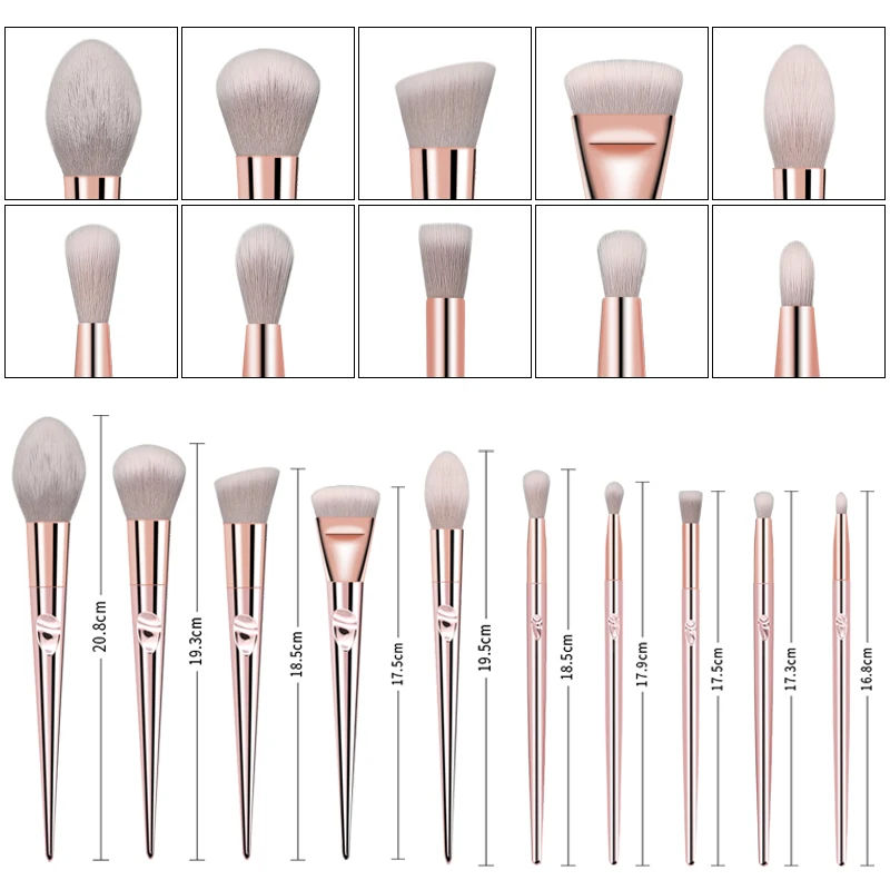 Seprofe 10 шт. розовое золото кисти для макияжа основа для пудры кисти для макияжа Тени для век бровей косметические наборы кистей для макияжа