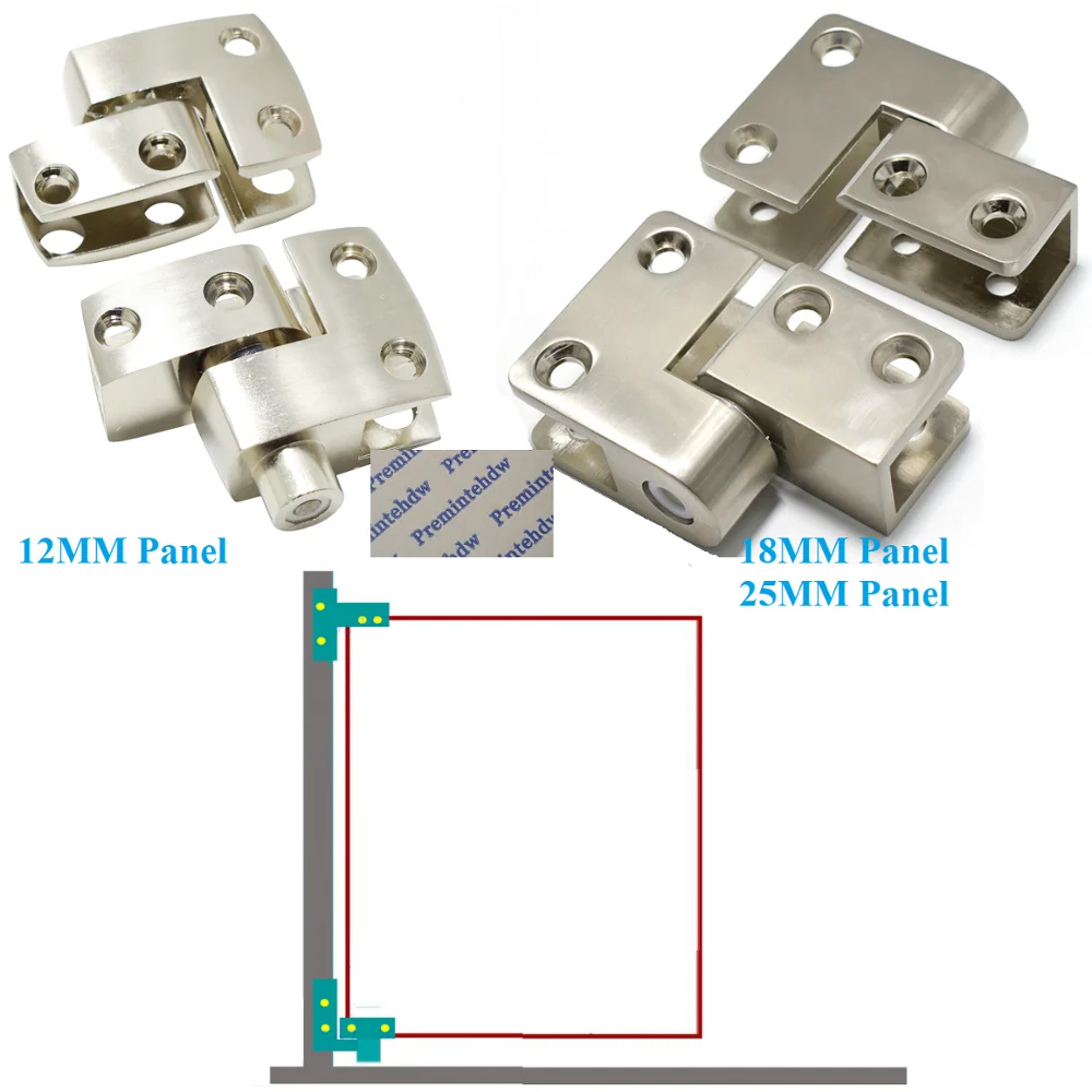 

Zinc Alloy Self Close Pivot Hinge For 12mm 18mm 25mm Thick Panel Public Toilet Partition Clamp Type