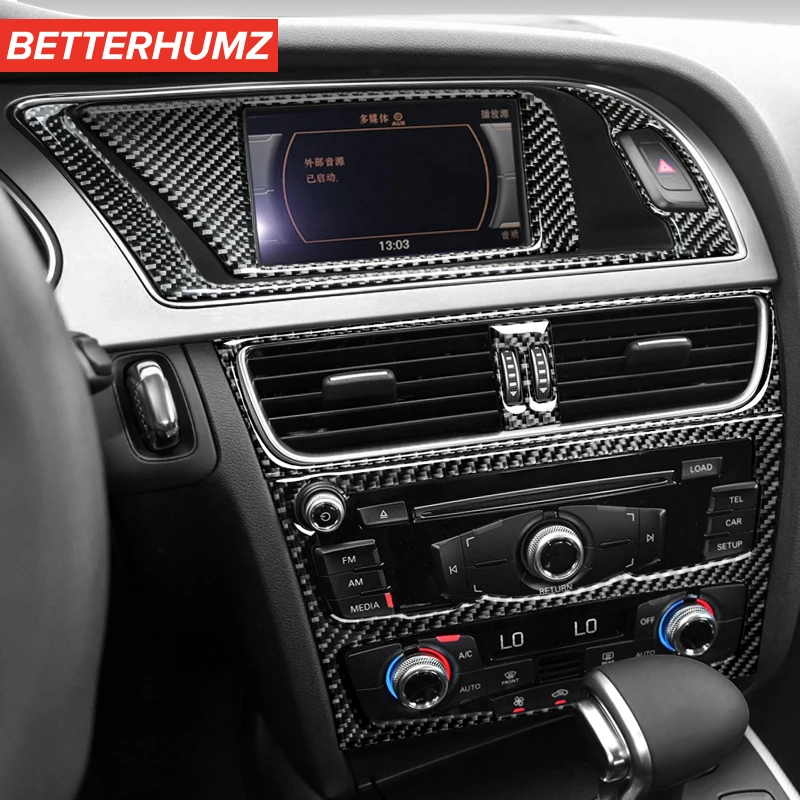 Для Audi A4 A5 S5 углеродное волокно центральной консоли CD панель наклейка покрытие на автомобиль крышка для воздуховода отделка навигации украшение интерьера автомобиля