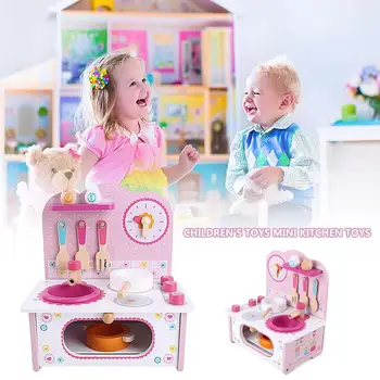 

Wooden Kitchen Toy Set Pretend Playing Toy Cooktop With Cookware Accessories For Girls Gift Simulation Kitchen Toys