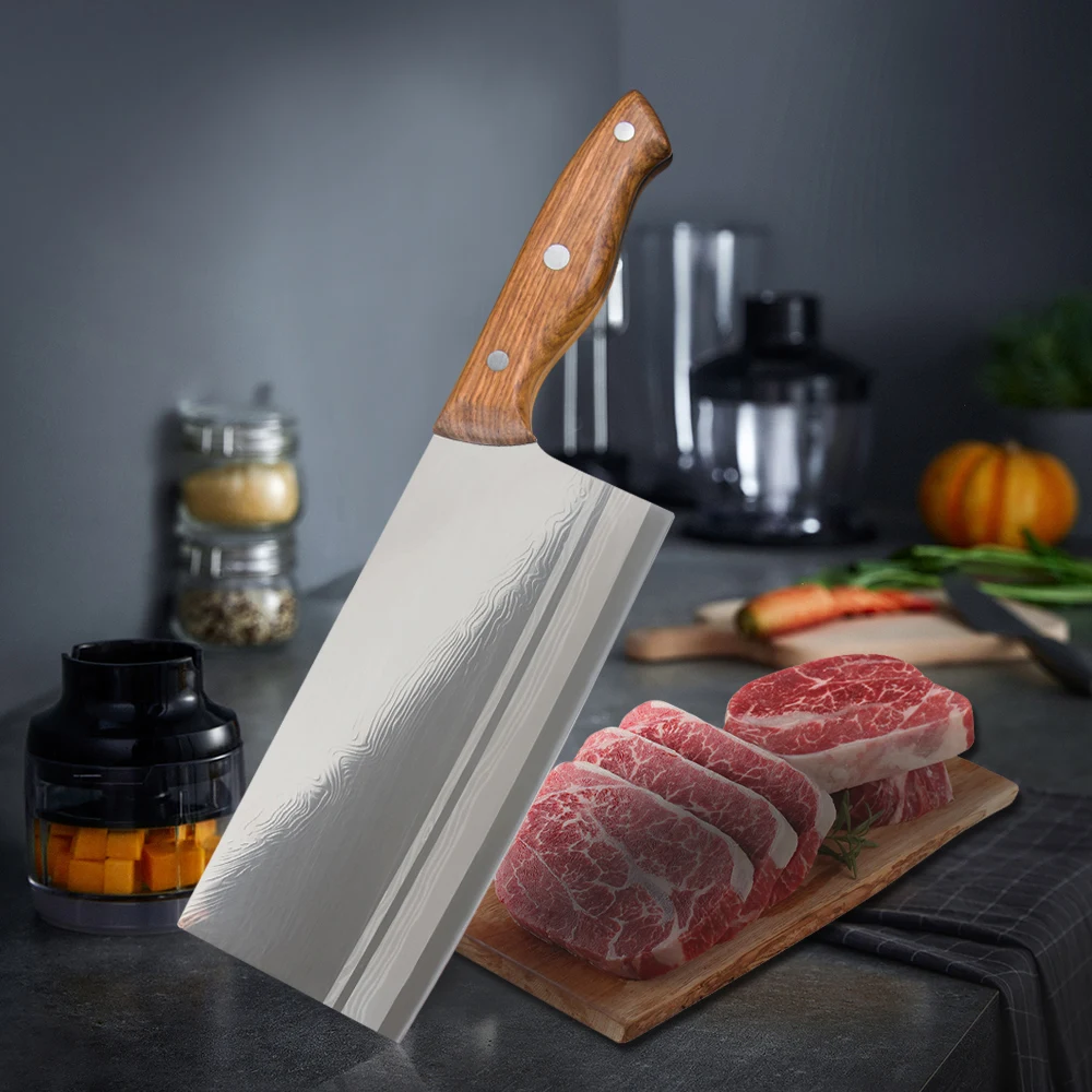Damask Full Tang Kitchen Knife 7.8 Inch Cleaver Chef Knives 5Cr15 Stainless Steel Chopper Cooking For Cutting Slicing Tool | Дом и сад
