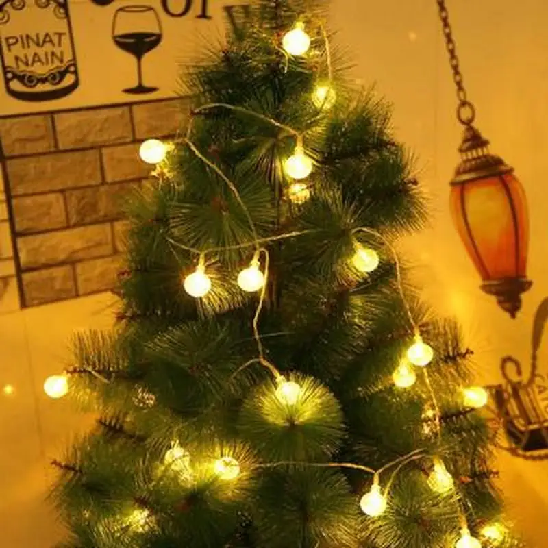 220V EU Plug Power Twinkle LED Crystal Ball Bubbles Lights String Fairy Garland Wedding Holiday Party Decoration Christmas | Лампы и