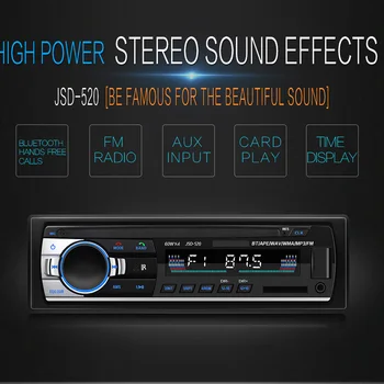 

Mini JSD 520Car Radio 12V Bluetooth Car Stereo In-dash 1 Din FM Aux Input Support Mp3/MP4 USB MMC WMA AUX IN TF Car Radio Player