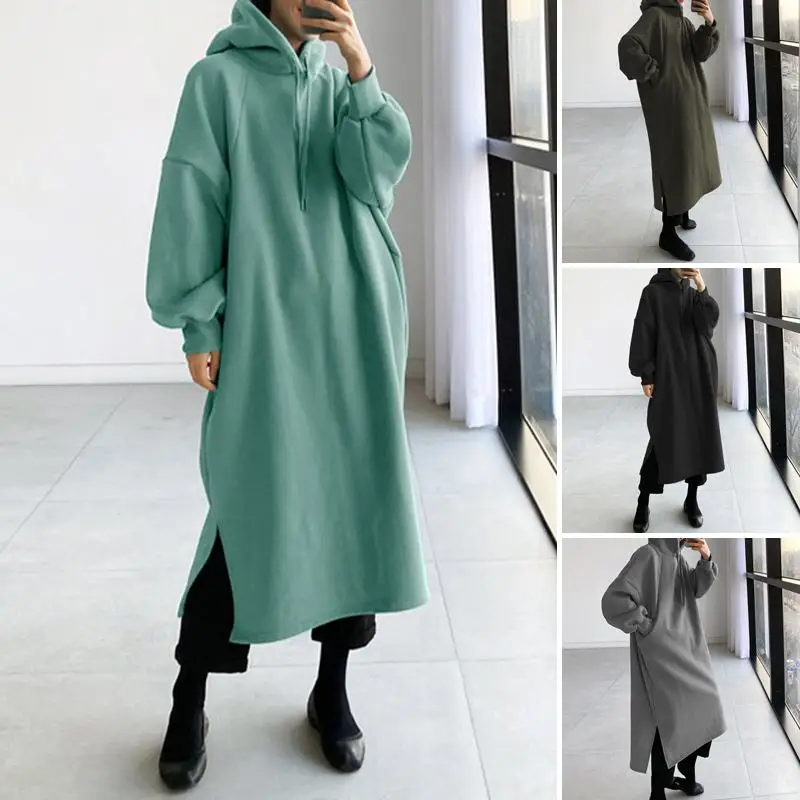 Sweatshirt Dress Hoodies Zanzea Fashion Long-Sleeve Vestido Casual Women Autumn Solid