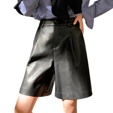 Pantalon en cuir pour femme, short automne hiver, ample cinq Points, mode PU, short de grande taille, nouveau S 3XL 