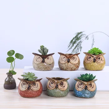 

Cute Ceramics Owl Flower Planter Herb Pot,Succulent Plant Pot,Flower Planter Pot for Home Tabletop Decoration (6pcs in Set)