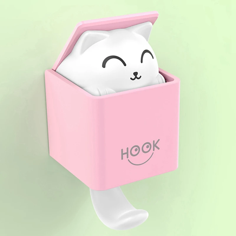 

Cartoon Cats Decorative Hooks Wall Mounted Adhesive Coat Hanger Plastic Hat Towel Rack Key Hanger Rack