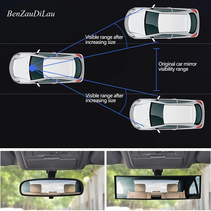 Универсальное автомобильное зеркало заднего вида HD Vision Авто Светоотражающие линзы антибликовое широкоугольное покрытие голубое зеркало на изогнутой поверхности зеркала