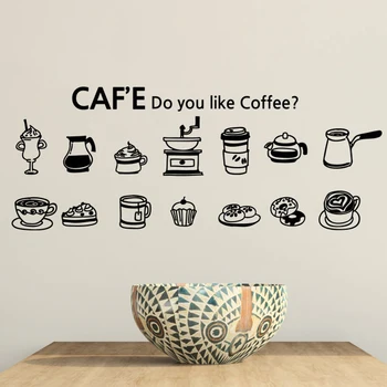 

Cafe Vinyl Wall Decal Coffee Cake Cup Coffee Sign Mural Art Wall Sticker Coffee Shop Bar Wall Decoration Glass Decor Cafe Decal