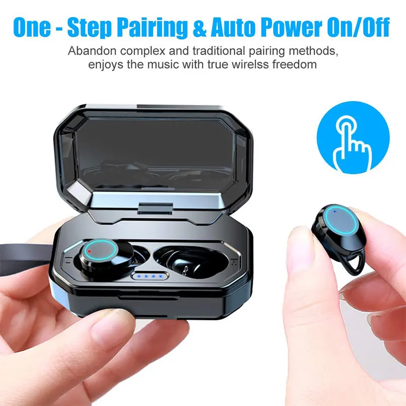 TWS X6 Bluetooth Headset 5.0 6D Stereo Headset Wireless Headset with 3300mAh LED Smart Power Bank Phone Holder for iphone Xiaomi
