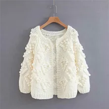 

Hand Knitted Hearts Women Cardigan 2021 Winter Spring Hairball Knitted Cardigan Long Lantern Sleeve Knitting Shawl Sweaters