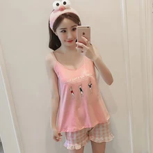 Ночное белье, пижамный комплект для женщин, глубокий v-образный вырез, тонкий короткий параграф, слинг, плюс размер, жилет с рисунком, уютная широкая пижама из сосны для женщин