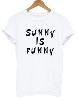 

SUNNY IS FUNNY Letter Print T Shirt Women Short Sleeve O Neck Loose Tshirt 2020 Summer Fashion Women Tee Shirt Tops
