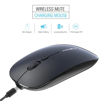 

Portable Wireless Mouse Slim For PC Laptop Home Lightweight Professional Sensitive USB Charging Mute Adjustable DPI Practical