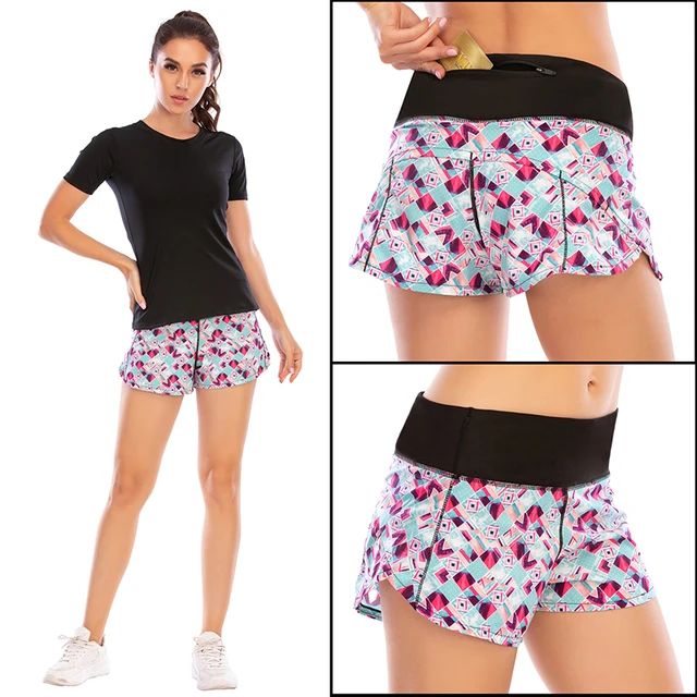 BLESSKISS 20Color Loose Sport Shorts Women Fit Training Gym Running Shorts For Ladies Printing Pocket Workout Yoga Shorts Wear 12019