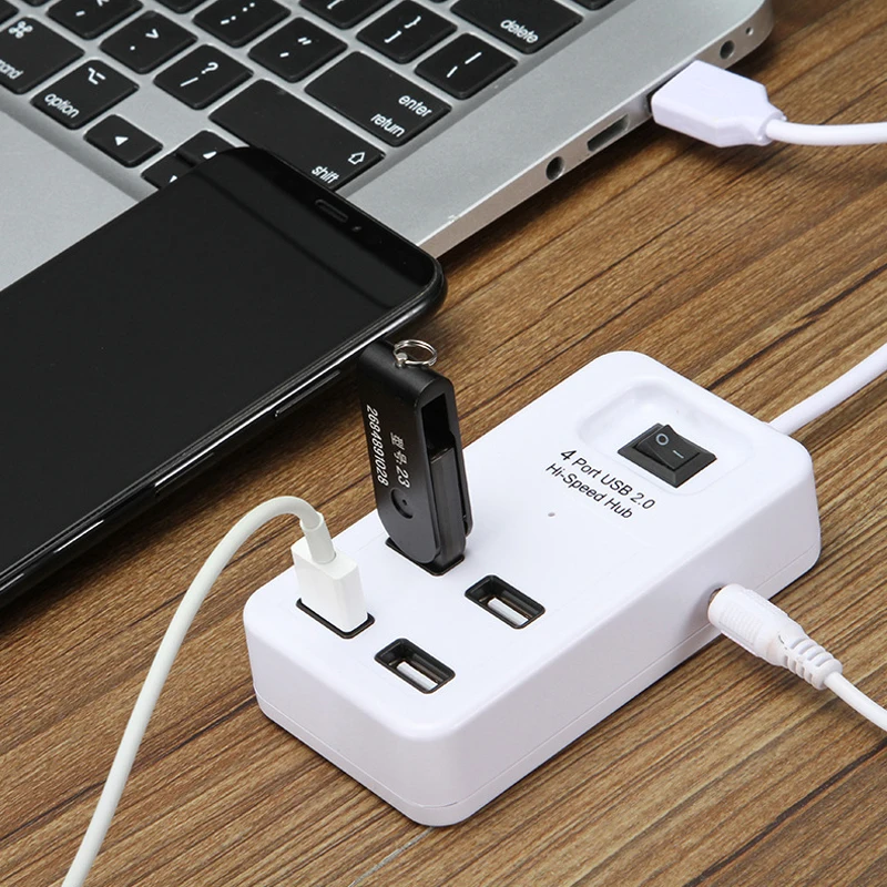 USB 2,0 концентратор Мини 4 порта Высокоскоростной USB HUB2.0 с переключателем портативный преобразователь адаптер концентратор для Macbook Air ноутбук ПК планшет