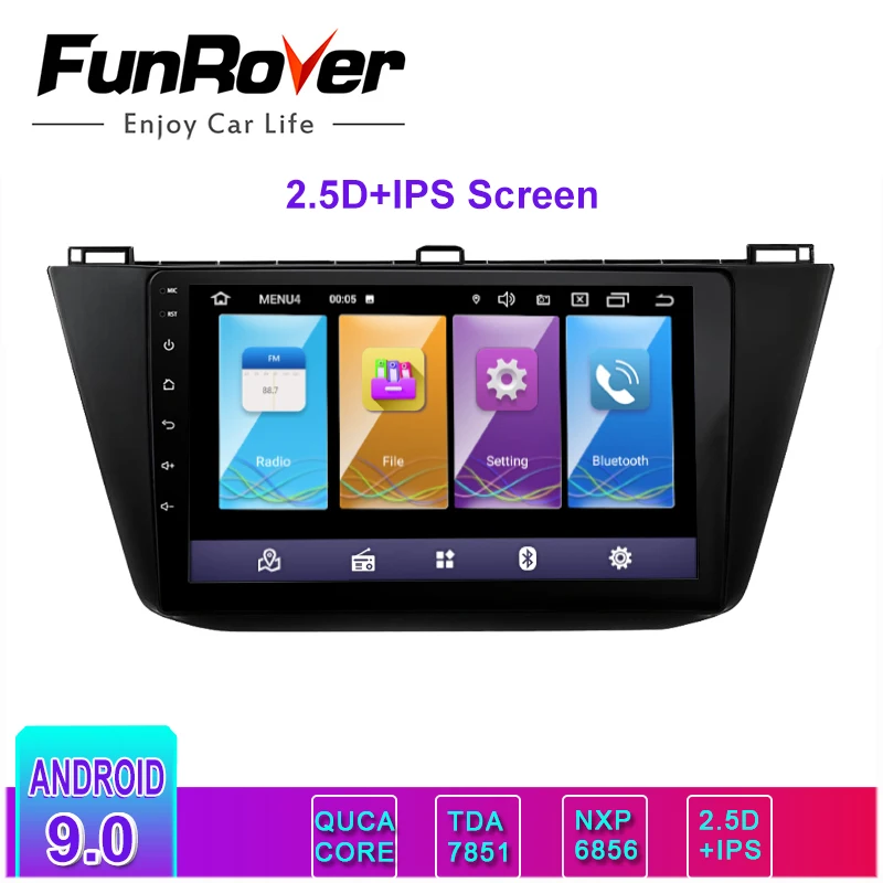 Автомобильный радиоприемник Funrover 2.5D + IPS 2 din 10 1 дюйма Android 9 0 для Volkswagen Tiguan 2016 2017 2018