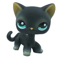 Лпс стоячки кошки Игрушки для кошек lps, редкие подставки, маленькие короткие волосы, котенок, розовый#2291, серый#5, черный#994,, коллекция фигурок для питомцев - Цвет: 994