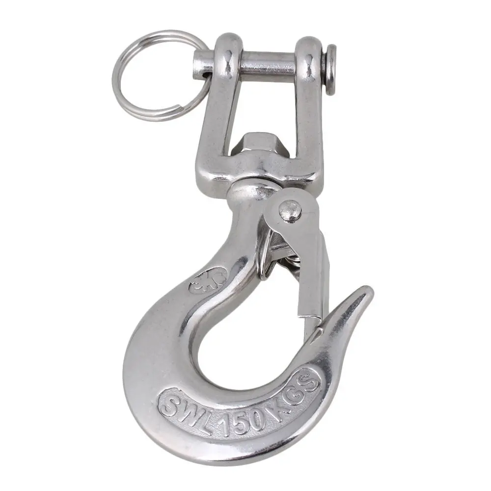  Silver 304 Stainless Steel American Type Trigger Clevis Swivel-Eye Lifting Snap Tone Hook with 150K