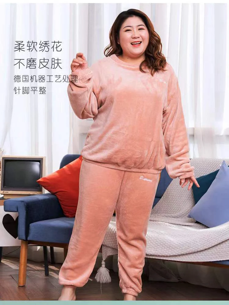 WEDFGX Grande Taille L-6Xl 7XL 8XL Hiver Dames épaissi Pyjamas en