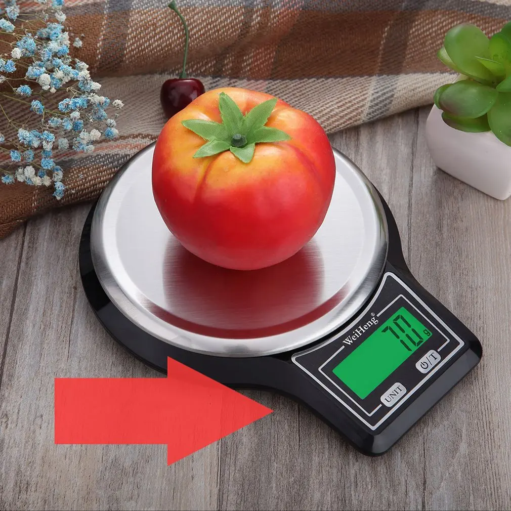 Нержавеющая сталь взвешивающая кастрюля Бытовая выпечка кухонные весы с подсветкой электронные весы