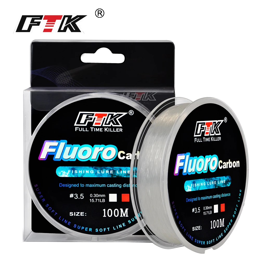 FTK 100 M 4.13-34.32LB Fluorocarbon Fishing Lure Line ผู้นําคาร์บอนไฟเบอร์ Fly สายตกปลา Super Soft Line Pesca 1