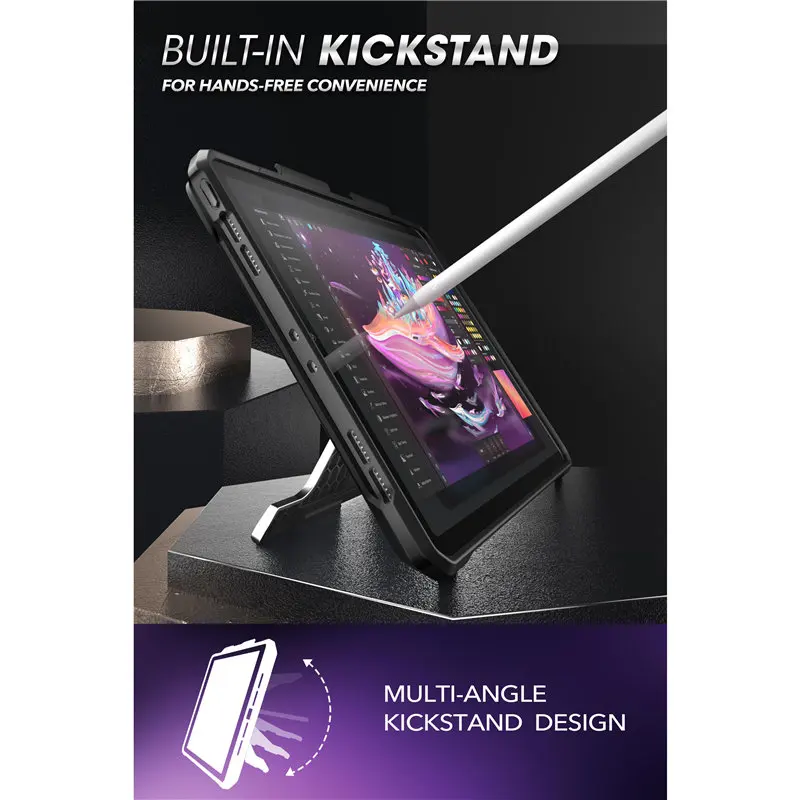 Supcase-ub Capa de Borracha Robusta de Corpo Inteiro para Ipad Pro Suporte de Lápis Apple Integrado Kickstand 12.9 Case 2023 2023 2023 - Imagem 3