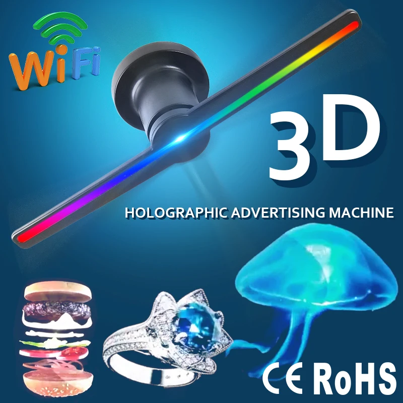 Светодиодный 3D проектор с голограммой Wi Fi 224 шт. 42 см 100 240 в перем. Тока|Рекламная