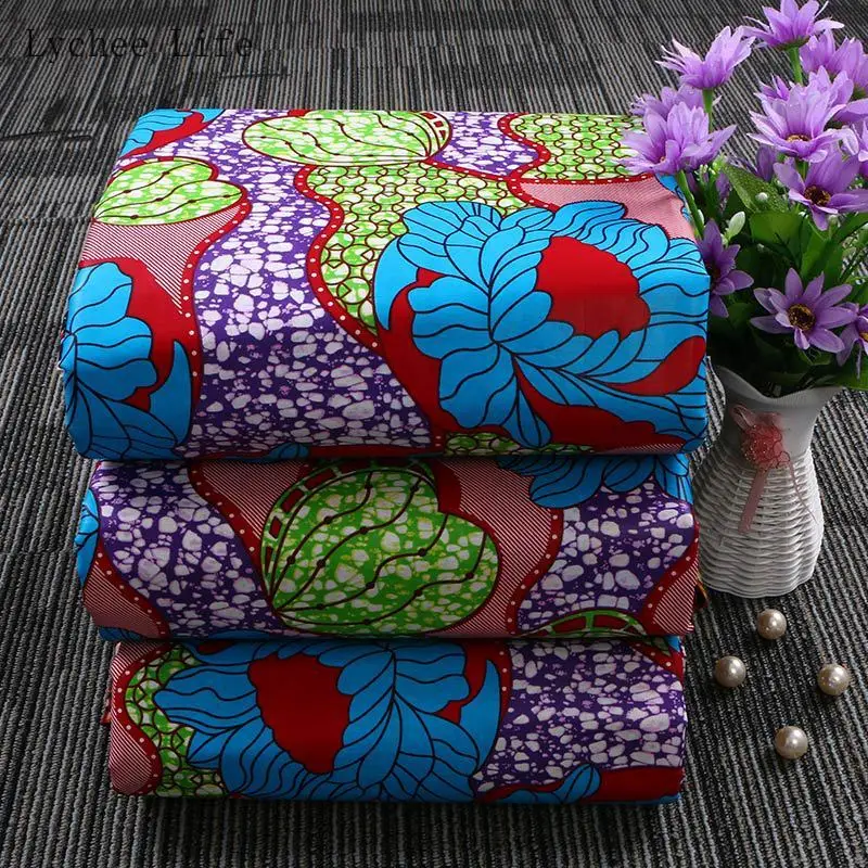 Lychee Life, 1 ярд, Анкара, Африканская Хлопковая ткань, настоящий воск, цветочный узор, ткань для вечерние, для изготовления платьев, сделай сам, аксессуары для шитья